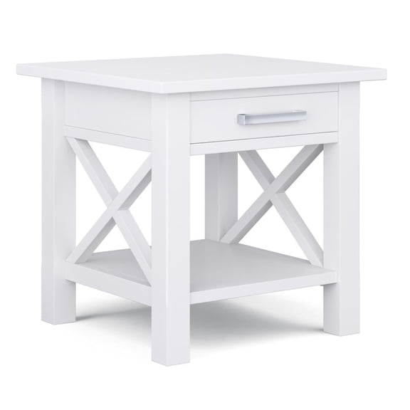 Kitchener 21 inch Wide Solid Wood Contemporary End Table in White