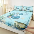 thumbnail image 3 of Feelyou Initial C Teens Bed Sheets, Sea Turtle Axolotl King Sheets, 4 Pieces, 3 of 7