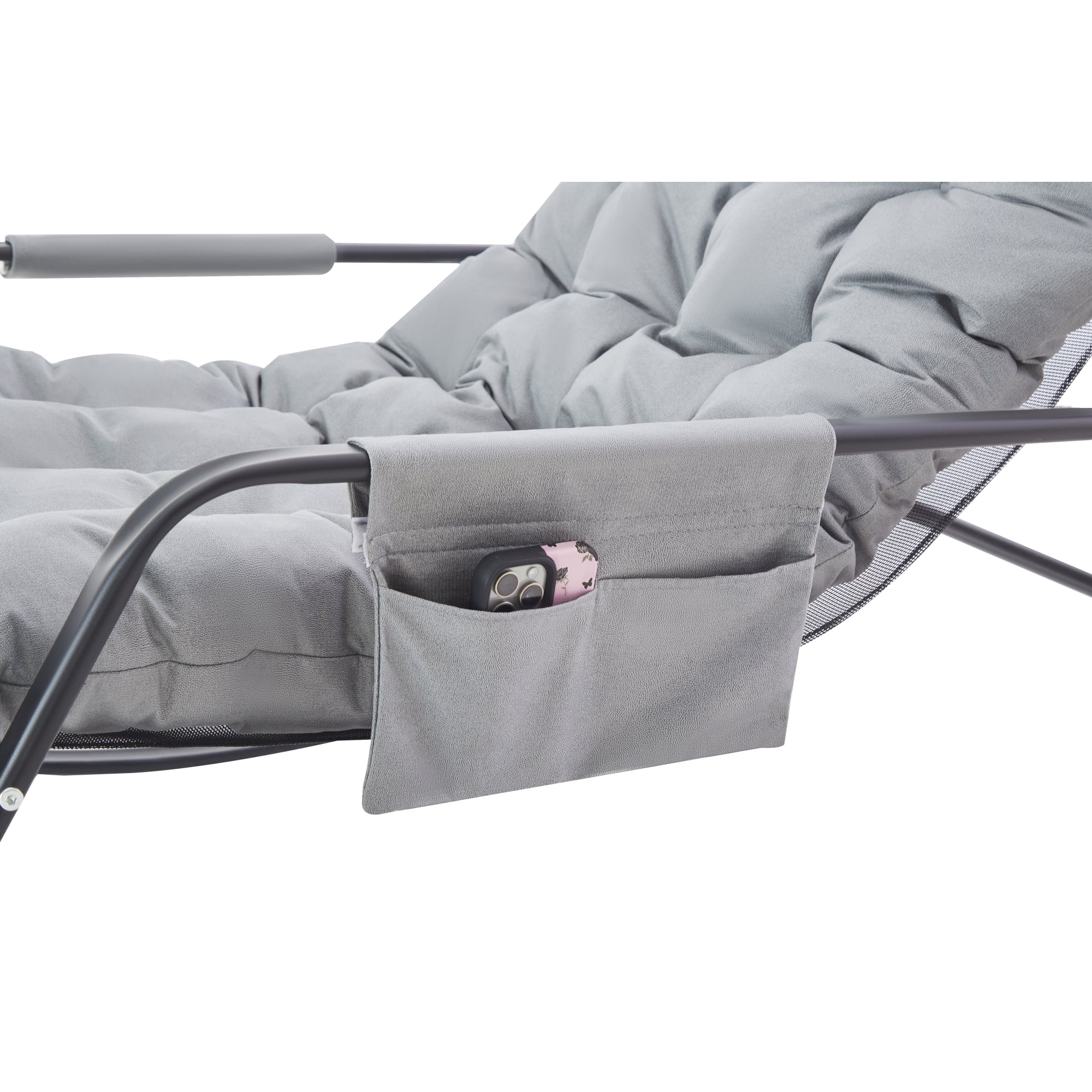 Jopath Rocking Chair with Extra-Wide Technical leather Upholstered Gliding Chair Boucle Reclining Chair, Modern Accent Chair for Living Room Nursery Bedroom -Grey