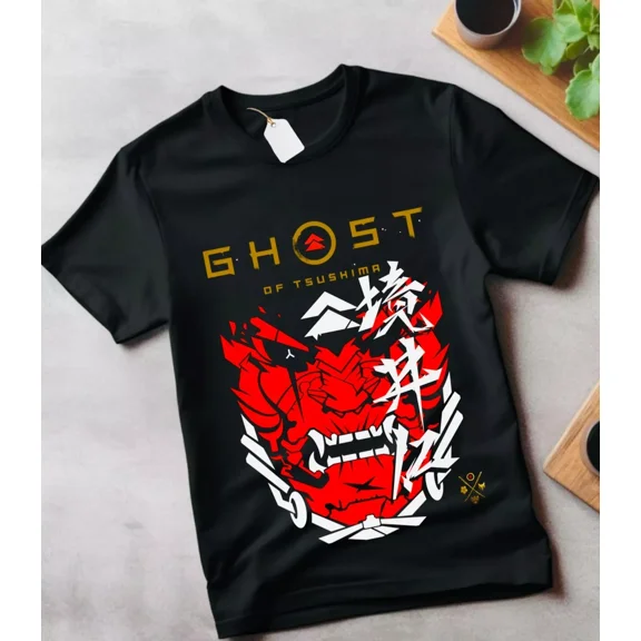 Ghost of tsushima New T-Shirt Black,katana,samurai,tsushima,japanese,ninja,kanji