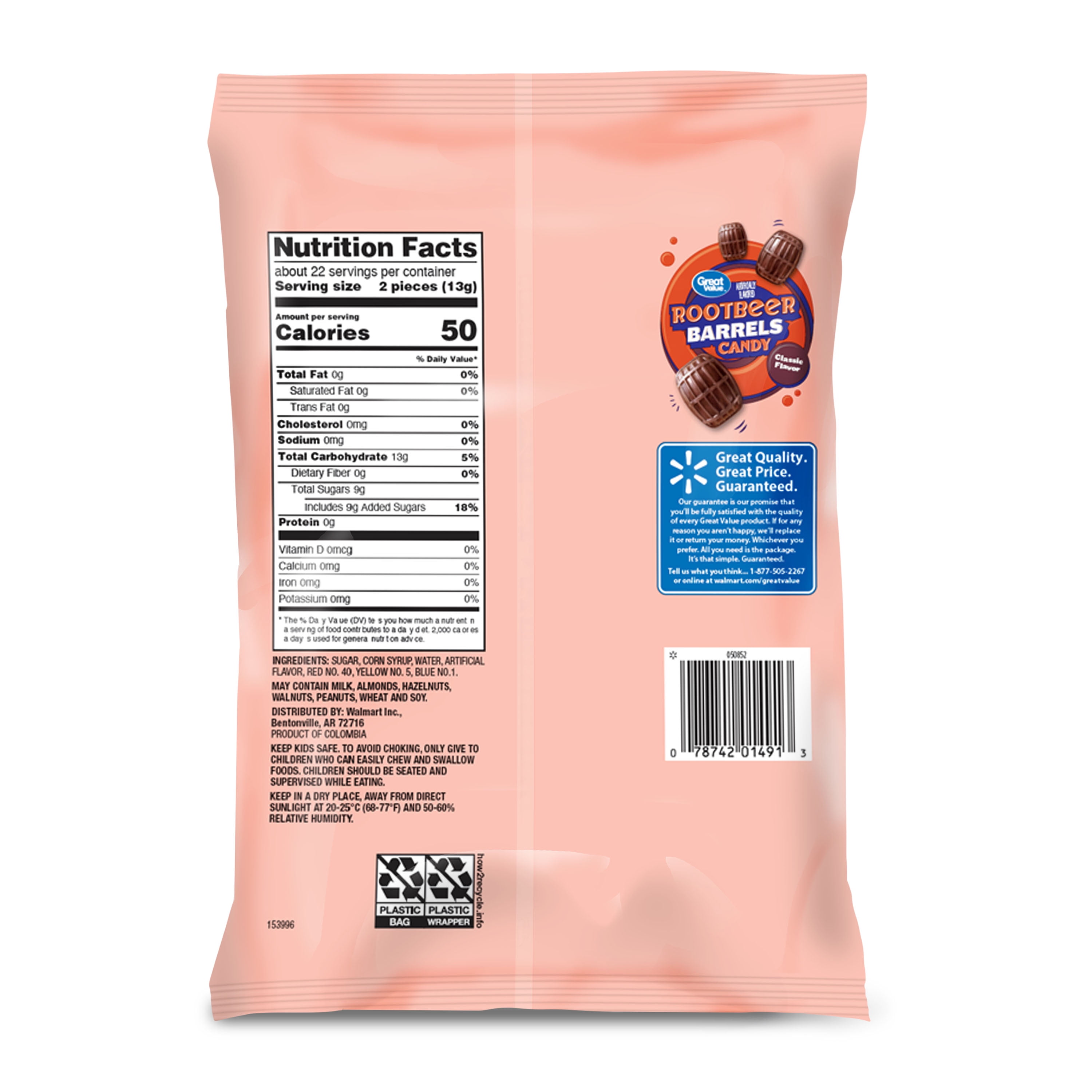 Great Value Root Beer Barrels Hard Candy, 10 oz