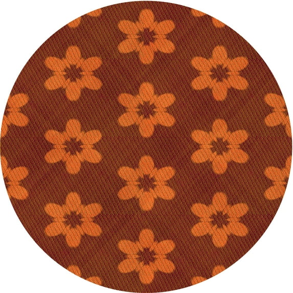 Ahgly Company Machine Washable Indoor Round Transitional Orange Red Orange Area Rugs, 6' Round