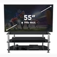 thumbnail image 2 of Pemberly Row Steel and Glass TV Stand for up to 55" TVs - Black/Chrome, 2 of 7