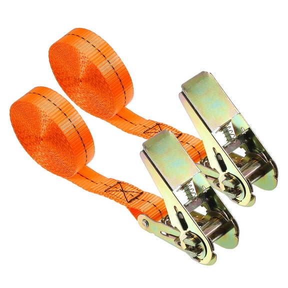 Uxcell Ratchet Tie Down Straps Ratcheting Securing Strap Track Spring Fittings for Motorcycles Trailer Kayak Cargo Orange 1" x 10'