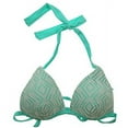 thumbnail image 2 of Hula Honey TURQUOISE Crochet Halter Push-Up Bikini Swim Top, US Small, 2 of 4