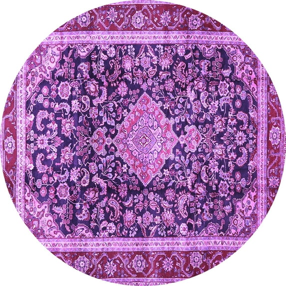 Ahgly Company Indoor Round Medallion Purple Traditional Area Rugs, 8' Round