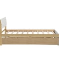 thumbnail image 3 of Twin Size Bed With White High Gloss Headboard & And Convenient Oak Trundle Frame Modern Space For A Stylish Bedroom, 3 of 7
