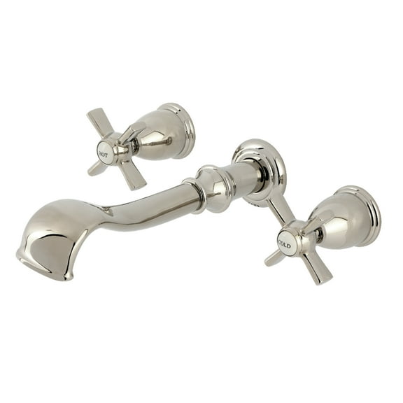 Kingston Brass KS5026ZX Millennium Two-Handle Wall Mount Roman Tub Faucet, Polished Nickel