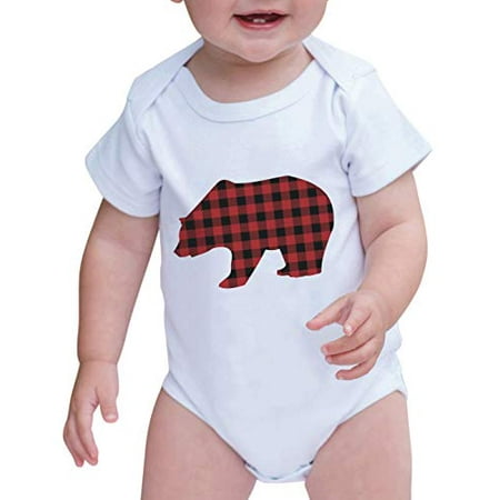 

7 ate 9 Apparel Kid s Plaid Bear Christmas Onepiece White