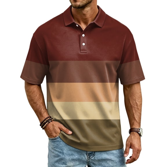 Havenx Mens Stripes Golf Polo Shirts Short Sleeve 3 Buttons Shirts Collared Fast Dry T Shirt Work Business Athletic Casual Summer Tops,Wine M