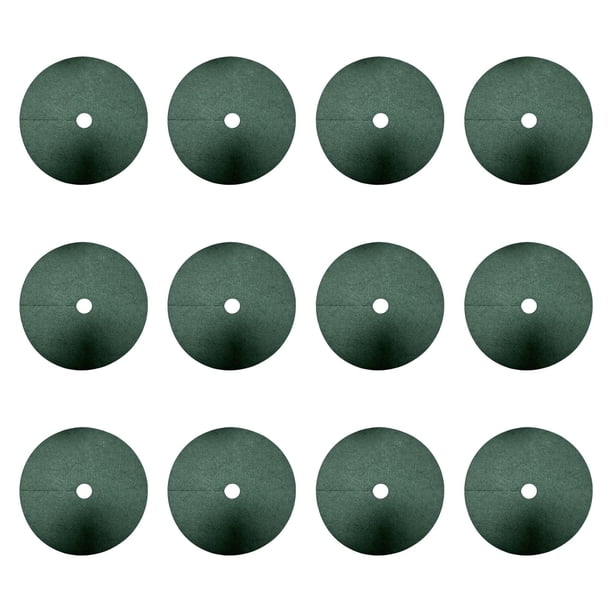12 anillos de mantillo para árboles, barrera contra malezas, tela no tejida para proteger raíces de plantas en macetas. Agujero de 62 cm y 7 cm
