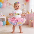 thumbnail image 2 of MUXiin Baby Girl 1st Birthday TuTu Skirt Set Long Sleeve Romper First Easter Smash Cake Outfits Party Dress Set, 2 of 5