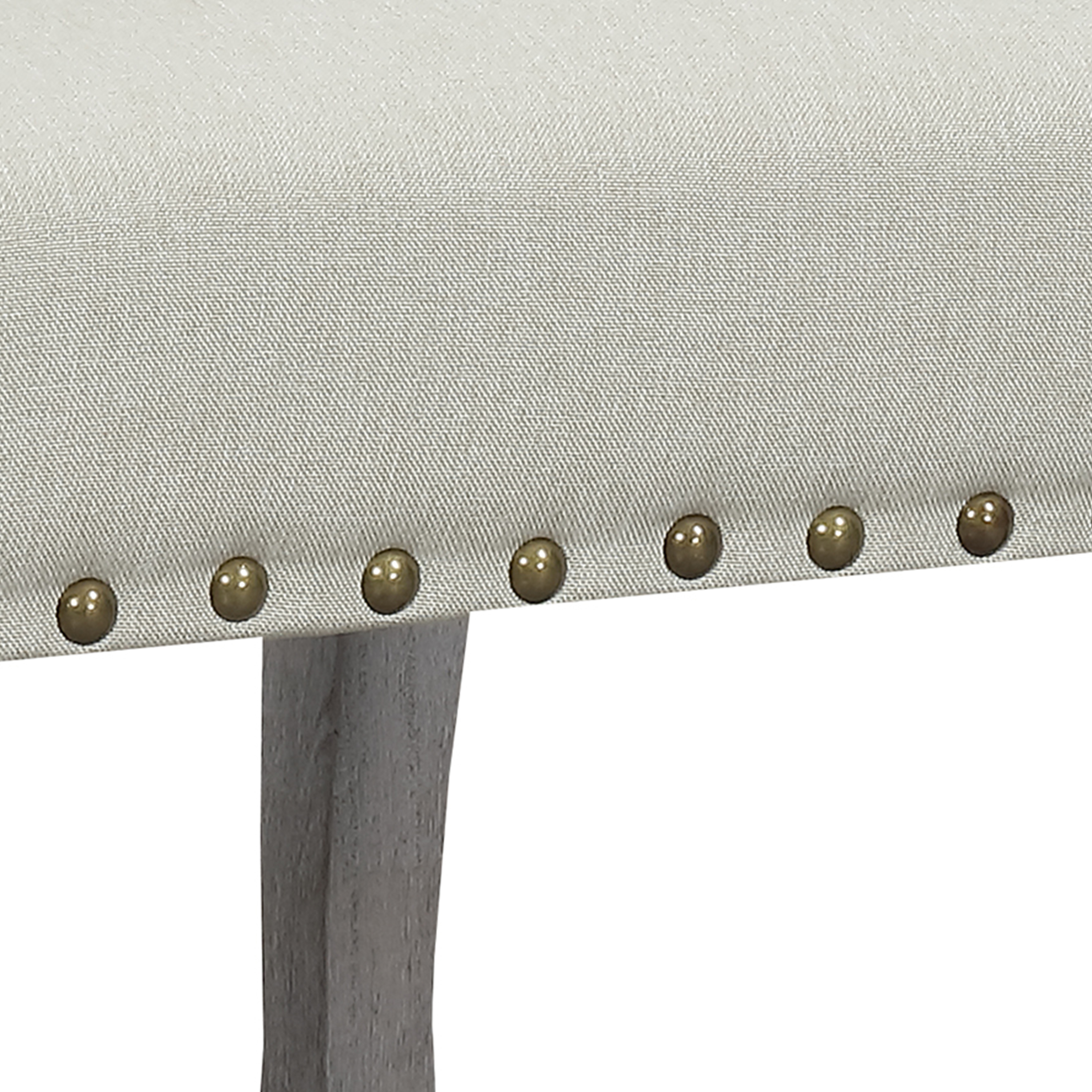 Nancy Victorian Nail Head Accented Light Beige Fabric Accent Dining Chair, Set of 2