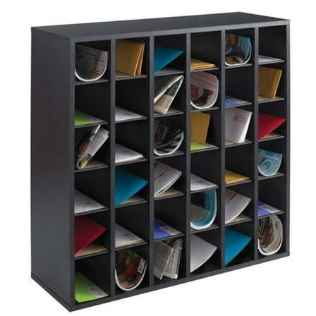 Pemberly Row Contemporary 36 Compartment Mail sorter in Black