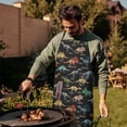 thumbnail image 4 of Black Cartoon Dinosaurs Infos Pattern Apron-Garden Aprons for Women with Pockets-Cotton Linen Waterproof Kitchen Cooking Gardening Aprons Adjustable for Kitchen,Cooking,BBQ and Salon 33x27 Inch, 4 of 7
