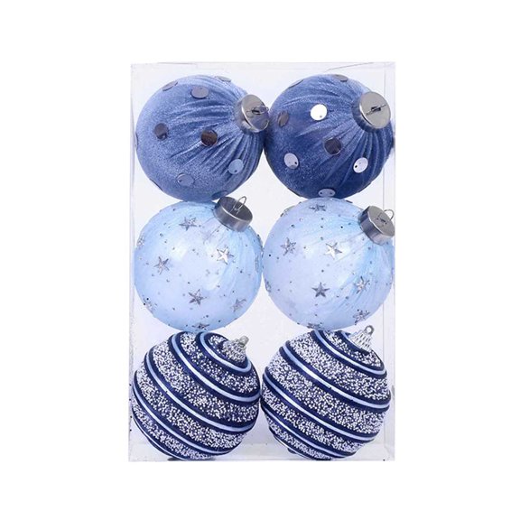 6 Pcs Christmas Balls Ornaments Set, 3.18 Inch Plush Shatterproof Seasonal Hanging Xmas Tree Decoration for Home Holiday Party Winter Display, Elegant Christmas Tree Decor