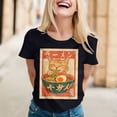 thumbnail image 2 of Womens Anime Cat Ramen Graphic T-Shirts Japanese Funny Graphic Short Sleeve Tees Kawaii Cat Anime Gifts Tops, 2 of 5