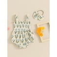 thumbnail image 3 of Musuos Baby Girl Cute Summer Romper Set 3M 6M 12M 18M  Sleeveless Fruit/Floral Print Smocked Playsuit with Bow Headband Set, 3 of 10
