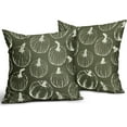 thumbnail image 3 of Olive Green Fall Pumpkin Pillow Covers 16x16 Set of 2 Autumn Themed Thanksgiving Cream Print Decorative Throw Pillows Outdoor PillowCase Farmhouse Linen Cushion Case Decor for Home Sofa Couch Bed, 3 of 6