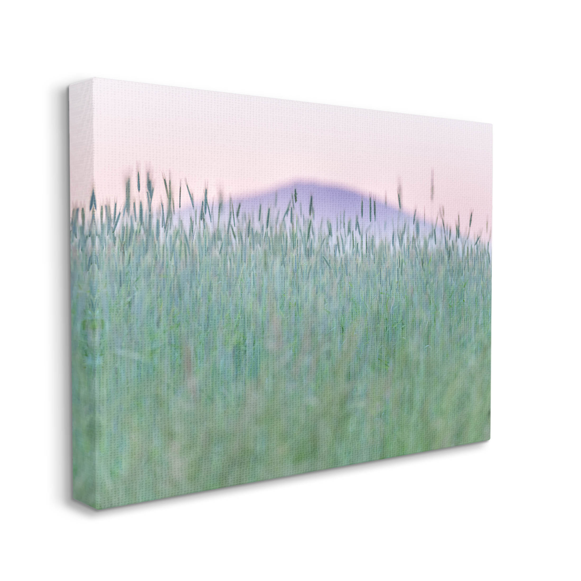 Wheat Field Pastel Mountain Peak Landscape Photograph Gallery Wrapped Canvas Print Wall Art