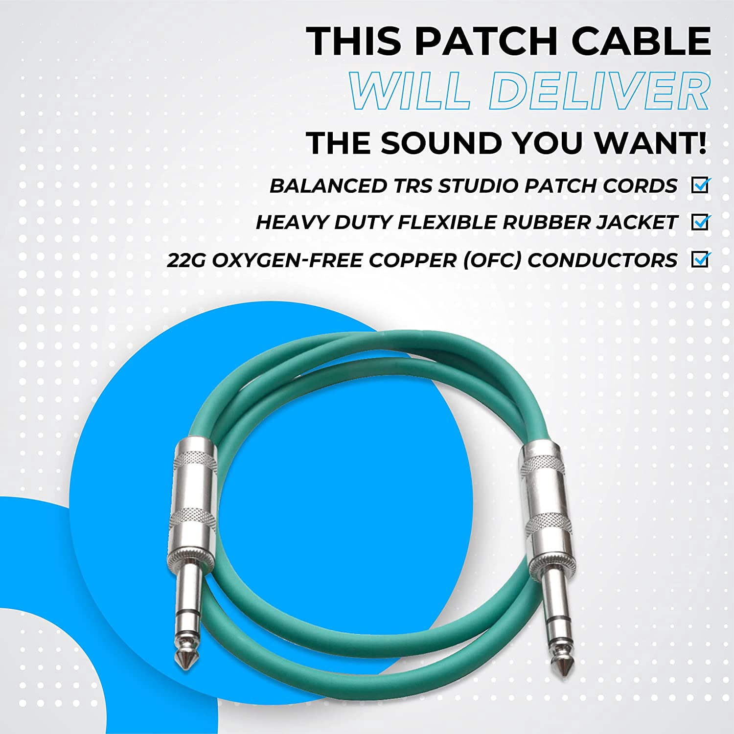 Seismic Audio SATRX-6 TRS Male-to-Male Cables, Multiple Colors, 6', 6-Pack