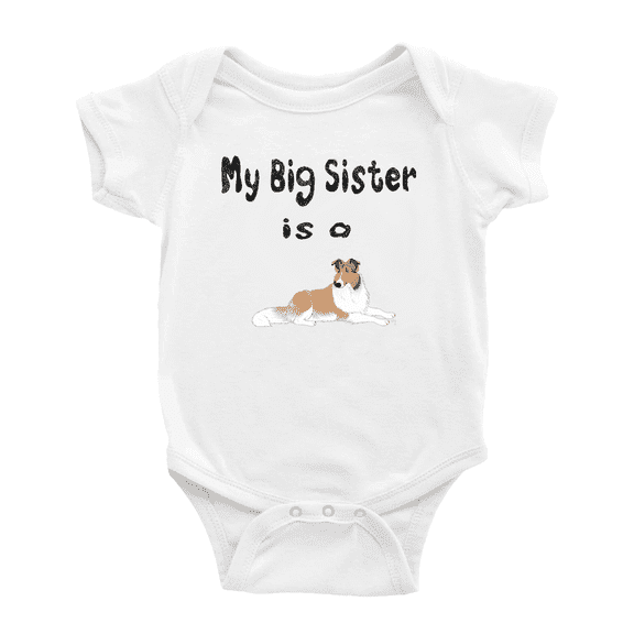 My Big Sister Is A Shetland Sheepdog Dog Cute Baby Clothing Bodysuits Boy Girl Unisex