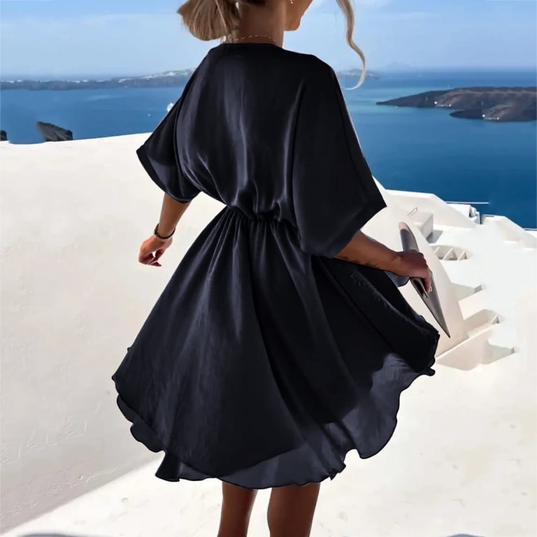 knee length dresses for ladies Women's Women's Floral Print Short Western Dress Xs / Black main image 1