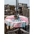 thumbnail image 2 of Outdoor Tablecloth with Umbrella Hole for Patio/Picnic/Party/Camping, Flamingos Waterproof Table Cloth Round Cover Washable, Green Summer Monstera Leaves Tropical Botanical (Dia 60"), 2 of 9
