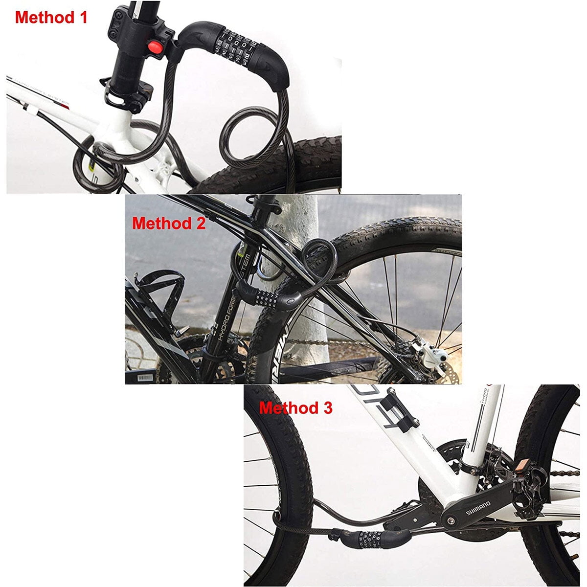 KAWELL Bike Lock Bicycle Chain Lock,with 5-Digit Resettable Number and Mounting Bracket,Combination Coiling Cable Lock Best for Bicycle Outdoors - 4 Feet x 1/2 Inch