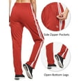thumbnail image 3 of BALEAF Women's Track Pants Athletic Jogging Sweatpants Zipper Pockets Warm-Up Sports Running Pants Red/White Size XXL, 3 of 7