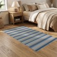 thumbnail image 2 of ODIKA 5'x7' Blue Beige Geometric Striped Elegance Washable Area Rug Modern Checkered Pattern with Diamond Accents Non-Slip, Chair-Friendly for Dining Room, Under Table, Home Office, 2 of 7
