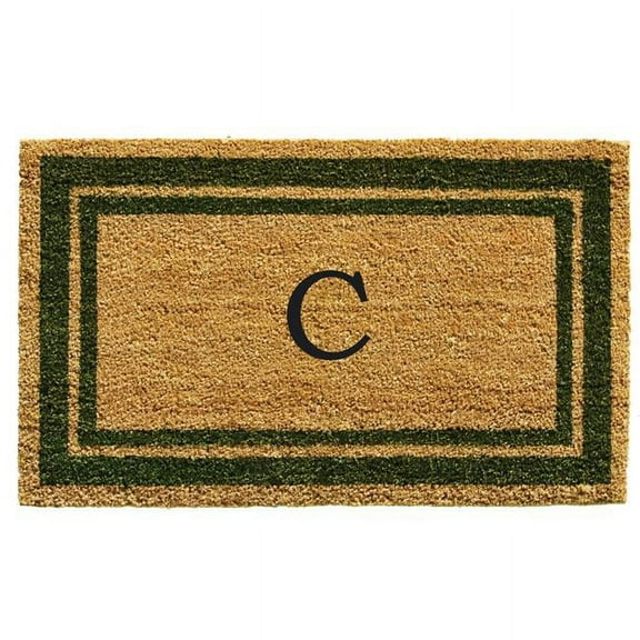 Calloway Mills Sage Green Border 18" x 30" Monogram Outdoor Doormat (Letter D)