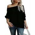 thumbnail image 3 of Womens Off The Shoulder Sweater Oversized Knit Long Sleeve Sweaters Tunic Tops, 3 of 6
