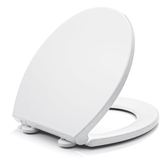 ROSYNEY Round Toilet Seat with Hinge, Slow Close, Easy Clean & Change Hinges, White