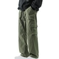 thumbnail image 3 of Styesk Men's Pants Men's Elastic Waist Tied Rope Multi Pocket Workwear Straight Tube Mid Waist Pants, 3 of 5