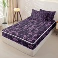 thumbnail image 2 of Manfei Halloween Damask Ghost Zipper Full Size Comforter Sets with Fitted Sheet and 2 Pillowcases, Gothic Flower Zipper Bedding Set, Purple,Black Reversible,4pcs, 2 of 6