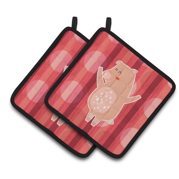 Caroline's Treasures Dancing Pig Pair of Pot Holders