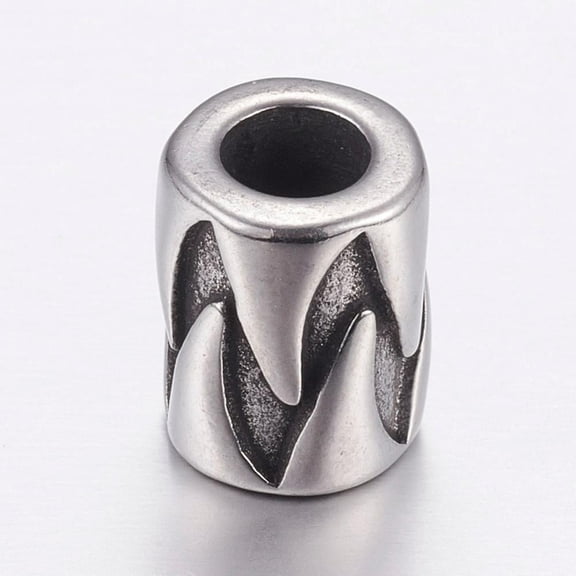 10 pc 304 Stainless Steel European Beads Large Hole Beads Column Antique Silver 12x9mm Hole: 5mm