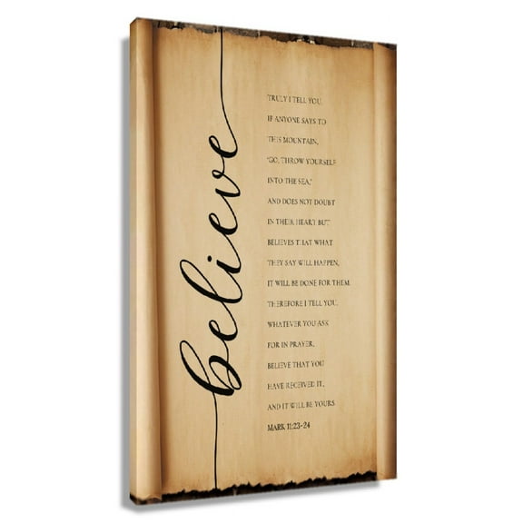 Mark 11 23-24 Wall Art Bible Verse Poster Room Decorations For Home Artwork Giclee Prints on Canvas Framed 20x30 in