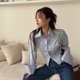 thumbnail image 5 of Camisa de manga larga coreana para mujer, blusa elegante sexy con tirantes y espalda descubierta para oficina, blusa informal ajustada con cordones y cuello vuelto, 5 of 5