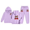 thumbnail image 5 of Tfken Girls Toddler Soft Outfit Sets Daily Wear Girls Hoodie Sweatshirts With Pants Set Winter Comfortable Bowknot Graphic Kids Stretch Outfit Size 6-7 Years, 5 of 7