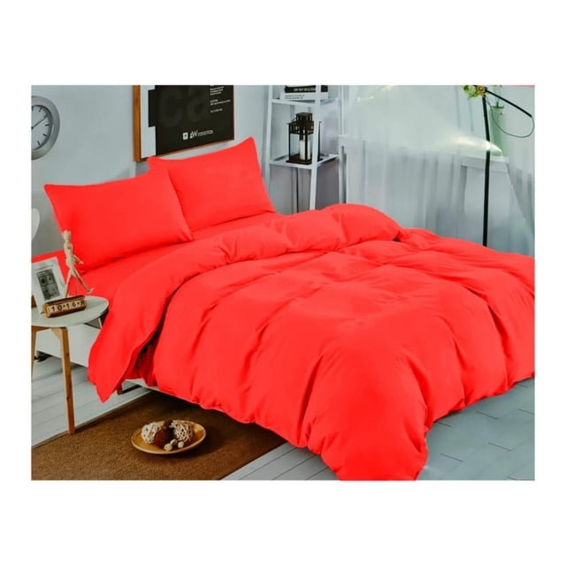 Juego de sábanas unicolor rojo, 1,5 plazas, 144 hilos, 50% algodón