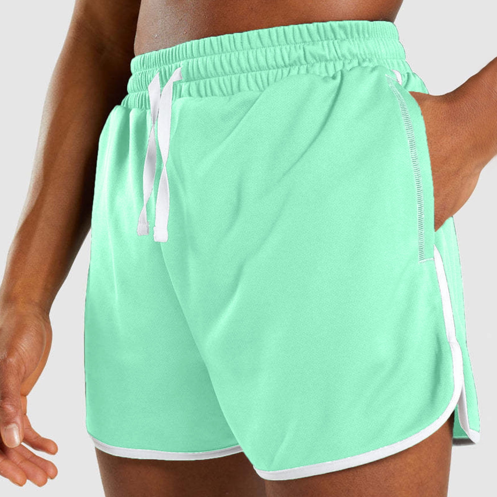 Mint Green Men'S Shorts Male Summer Sport Splice White Bar Shorts ...