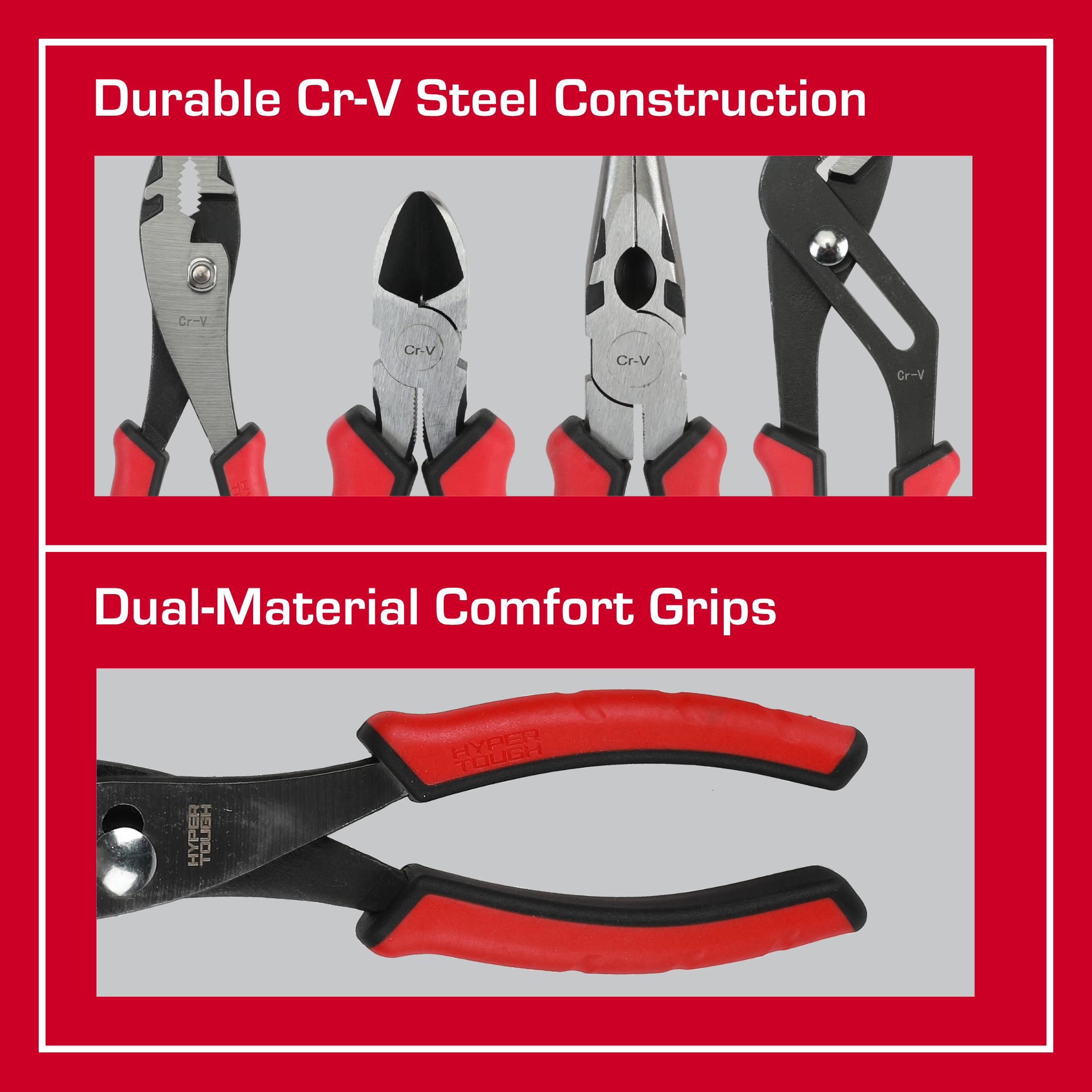 Hyper Tough 4-Piece Pliers Set with Comfort Grips photo 8