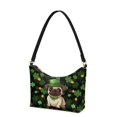 thumbnail image 2 of Eheartsgir PU Leather Hobo Purse Tote for Women, St. Patrick's Clover Pug Lightweight Shoulder Purse for Travel Work, 2 of 8