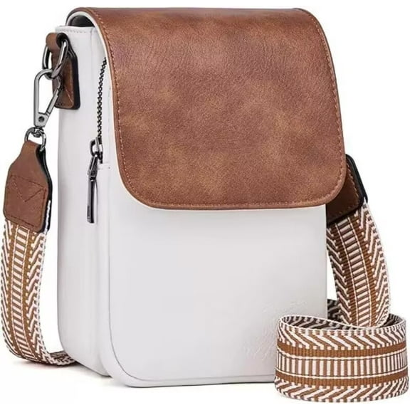 POIUGOYA Small Crossbody Bags for Women Trendy,Leather Triple Compartment Cell Phone Crossbody Wallet Purses with Card Slots