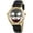 Black/Gold, variant on Collections Unisex 42mm Case Intricate Joker Face Genuine Leather Strap Watch