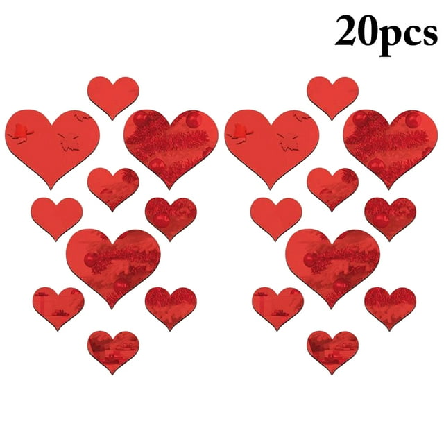 Coofit 20PCS Mirror Sticker Creative Heart Mirror Sheet Wall Sticker for Room Decor