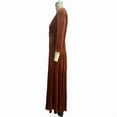 thumbnail image 6 of ZOELNIC Women's Elegant Lapel Maxi Dress with Deep V-Neck & Button Detail for Fall Winter Chic, S, 6 of 7