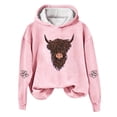 thumbnail image 2 of Womens Oversized Hoodies Vintage Highland Cow Head Graphic Hooded Sweatshirt Drop Shoulder Streetwear Casual Pullover Tops Fall Winter Clothes Pink 3XL, 2 of 4